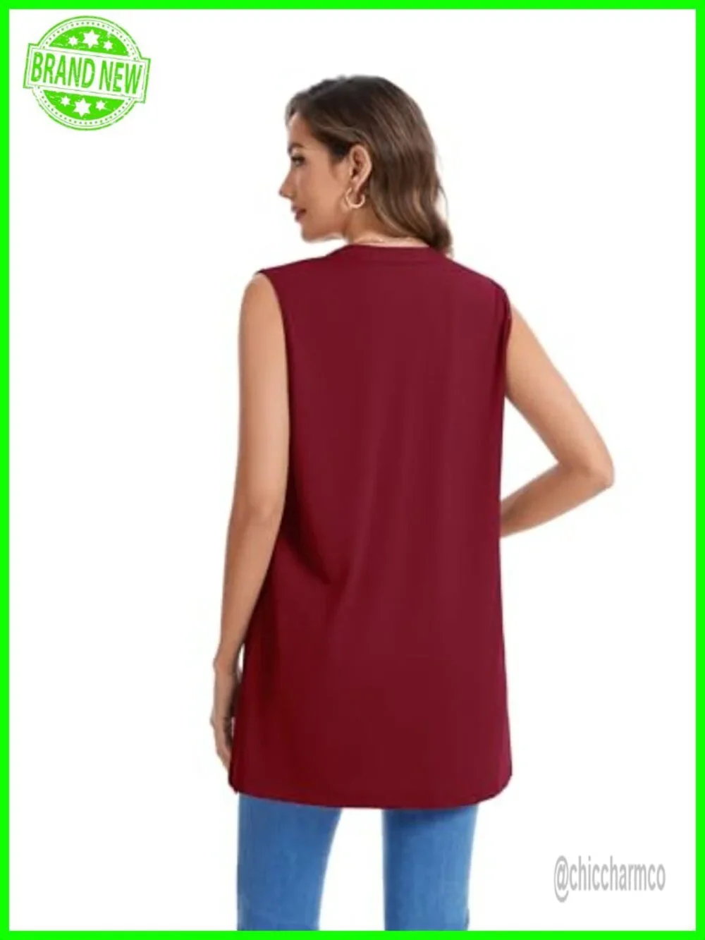 Sleeveless Cardigan Lightweight Open Front Loose Fit Vest with Pockets
